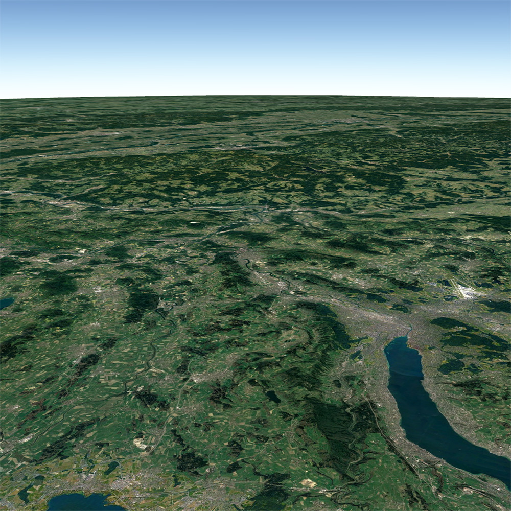 Google Earth Bild vom Grossraum Zürich, Aargau, Basel, wo ich meine Finance Dienste anbiete